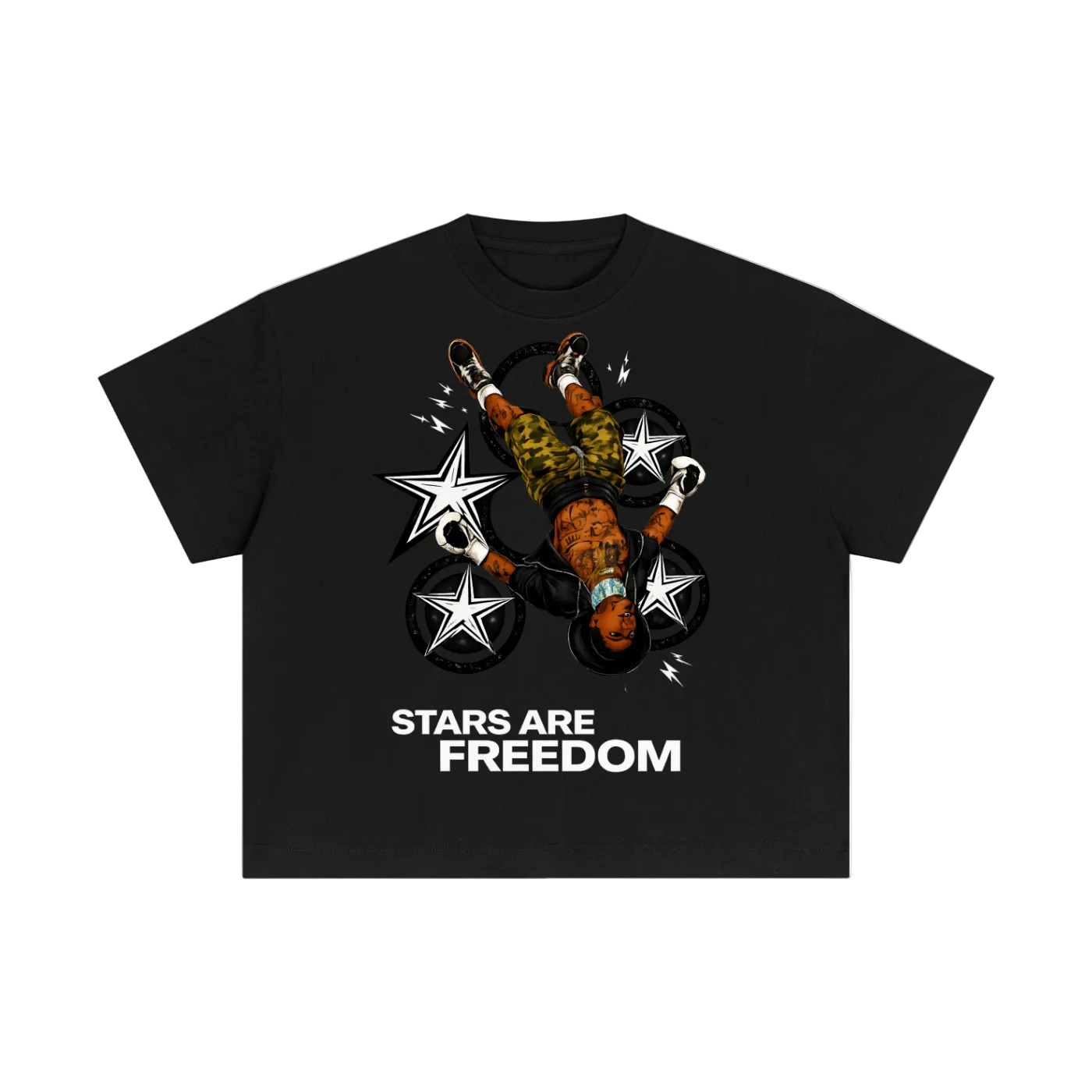 STARS ARE FREEDOM "KNOCKED OUT" BOXY T-Shirt BLACK
