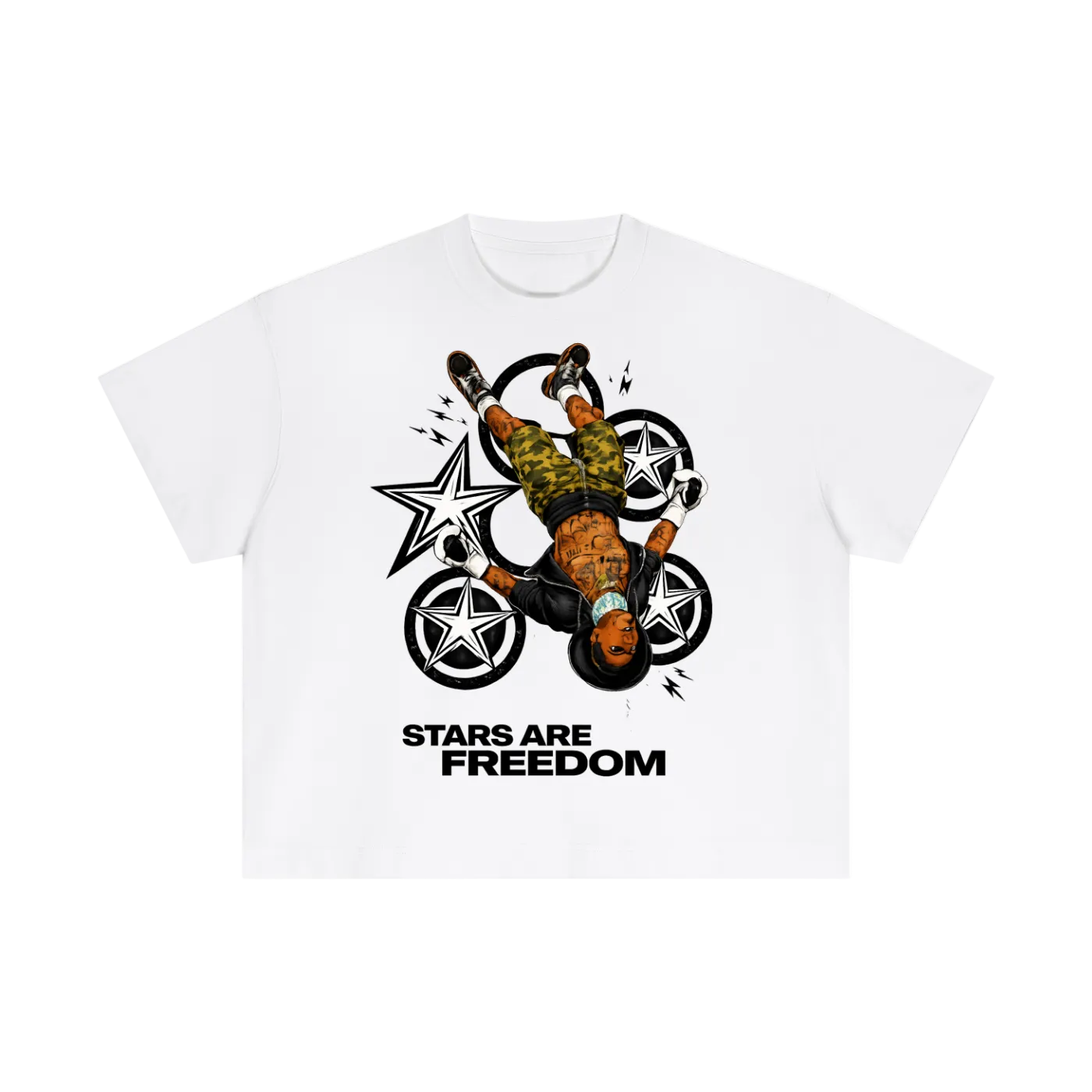 STARS ARE FREEDOM "KNOCKED OUT" BOXY T-Shirt WHITE